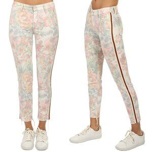 MOTHER The Looker Ankle Fray Floral Racer Jeans Size 25